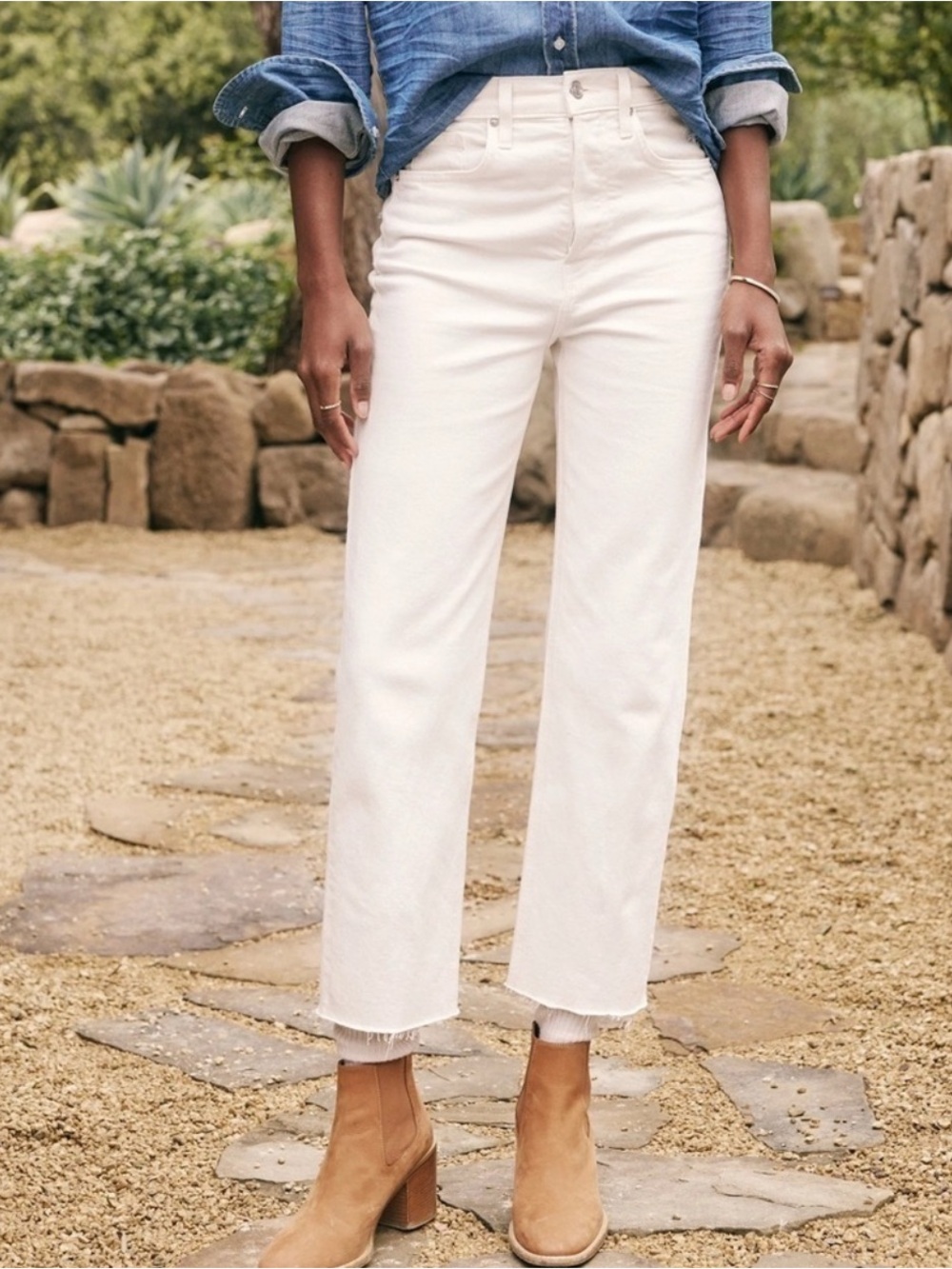 $328 Frank & Eileen Monaghan Cream Jeans High Rise Straight Leg Italian Vintage